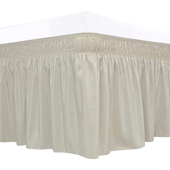Еластична пола за легло, дълъг цип, полиестерен материал, елегантни волани, 100x100 см, може да се пере в пералня