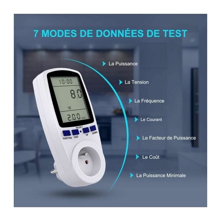 Analizor de energie pentru acasa, Enforose, monitorizare consum electric in timp real, protectie la suprasarcina, display LCD, 16A