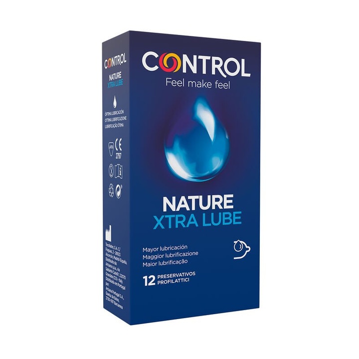 Set 12 prezervative Control Adapta Nature Extralube, Extra Lubrifiere, 54mm