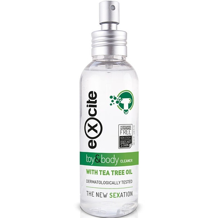 Solutie de curatare jucarii erotice EXCITE, cu ulei de arbore de ceai, fara sulfat, 100ml