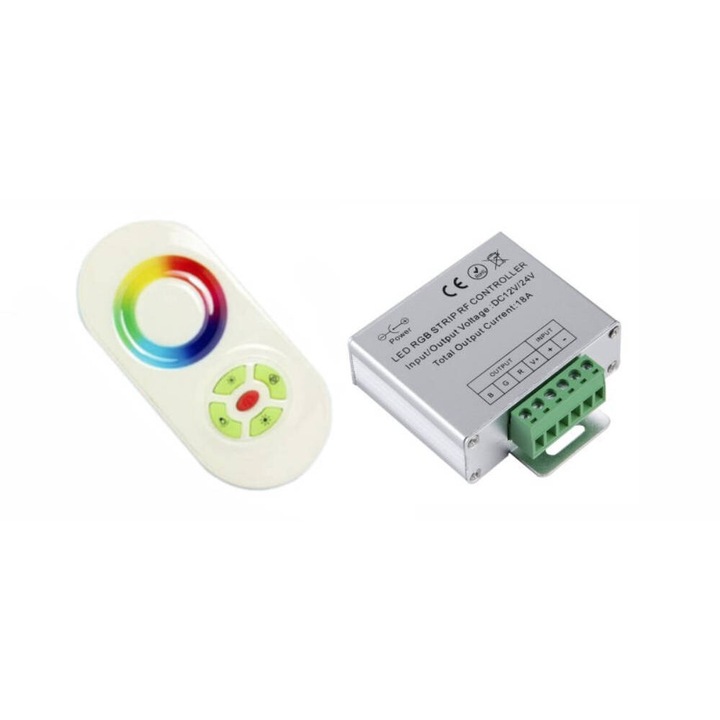 Controler LED RGB MW Lighting, 3 zone, 12V/24V, pilot RF, 70m, aluminiu, multicolor