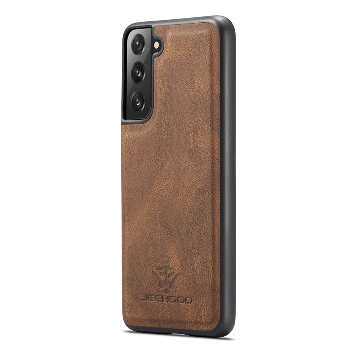 Калъф за Samsung Galaxy S21, CaseMe, мека текстурирана кожа, back cover, кафяво