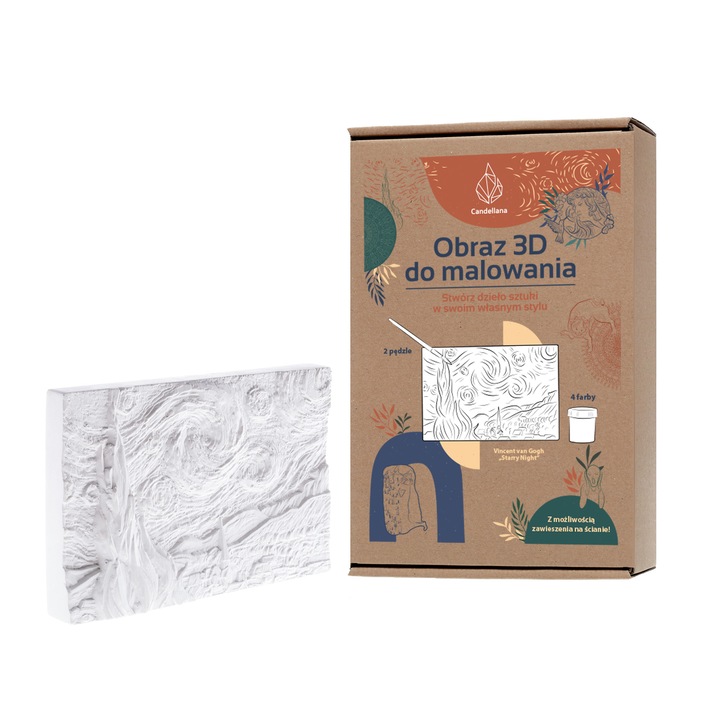 Set pictura 3D Luka Vincent Van Gogh, ghips, 4 culori, 2 pensule