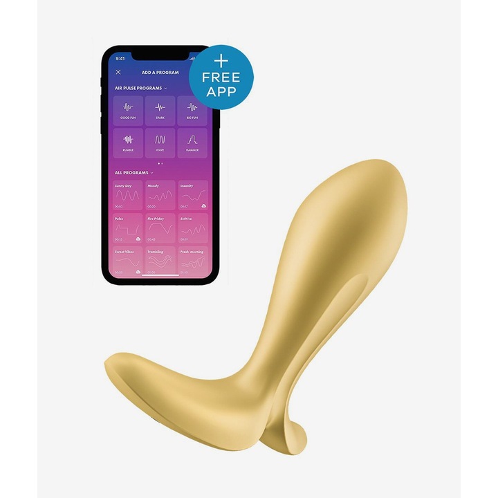 Korek Anális Vibrátor Satisfyer Intensity Plug, App Control, Szilikon, USB töltés, Arany