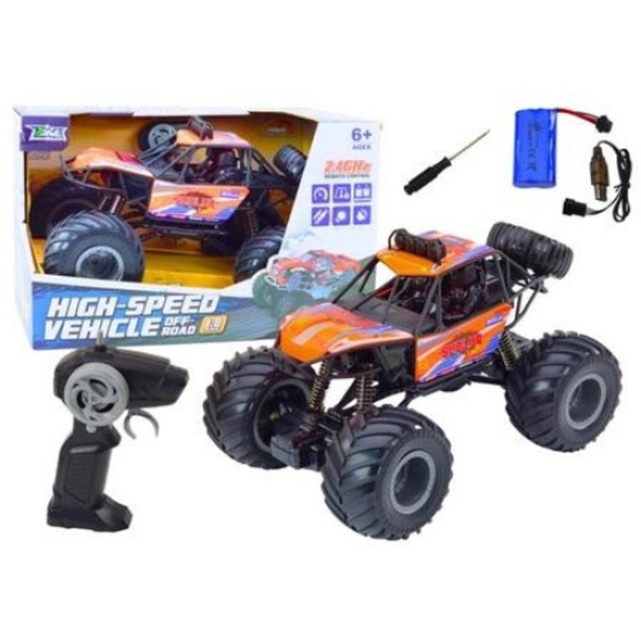 Кола leantoys, дистанционно управление, мащаб 1:8, амортисьори, оранжево, 44x29x28см