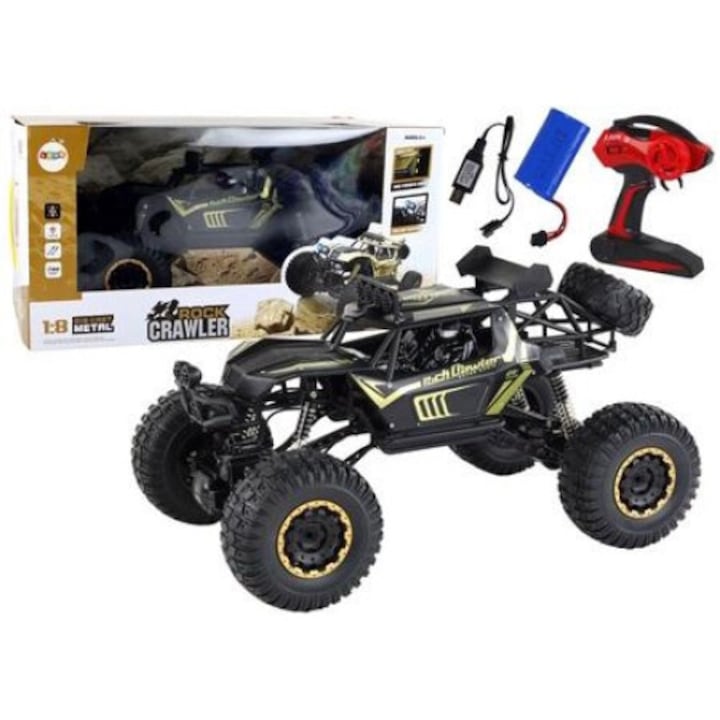 leantoys офроуд автомобил, дистанционно управление, 1:8, 4x4, черен, 49x27x30cm, 3 години+