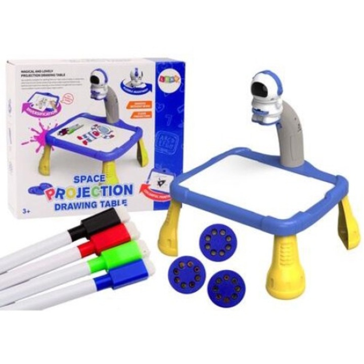 Set de Desen leantoys, Proiector si Masa, Motiv Spatial, Multicolor, 30x33x24cm
