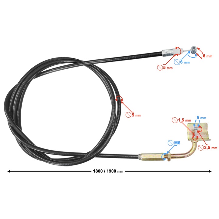Cablu blocare scaun pentru scuter, Moretti, 1900 x 5 mm, negru