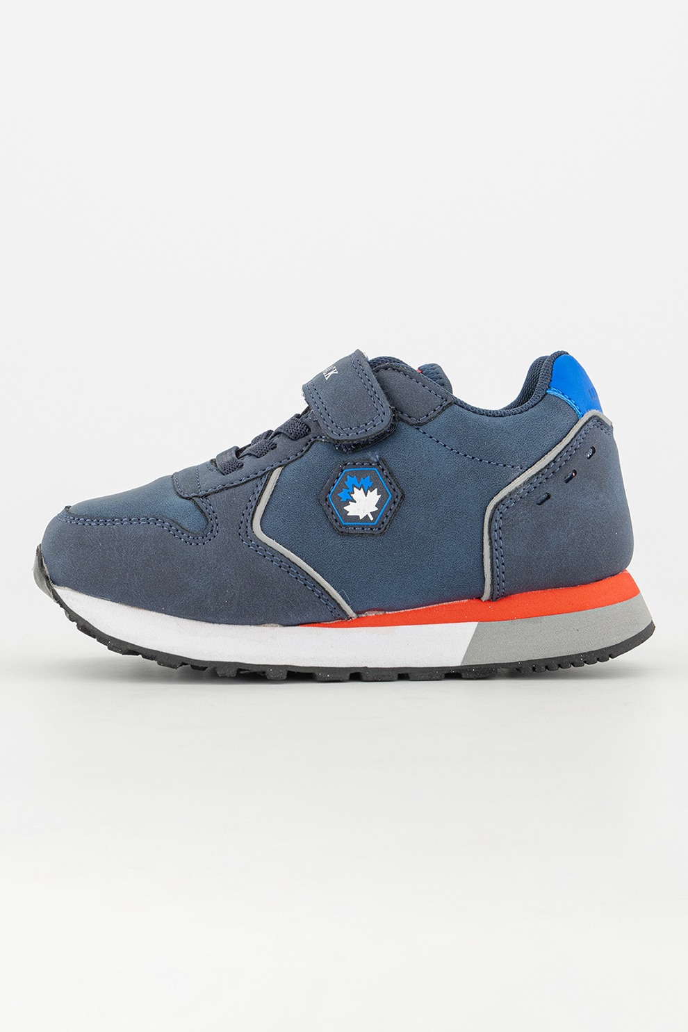 Lumberjack, Pantofi sport din piele ecologica cu velcro, Gri deschis, Albastru prafuit, Alb optic, 30 EU