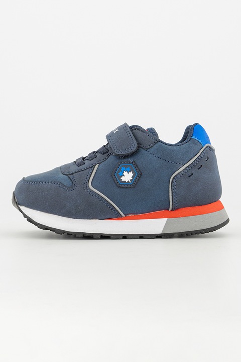 Lumberjack, Pantofi sport din piele ecologica cu velcro, Gri deschis/Albastru prafuit/Alb optic, 30 EU