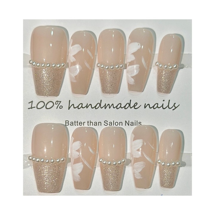 Set 10 unghii false, Tip press on, Nude, M