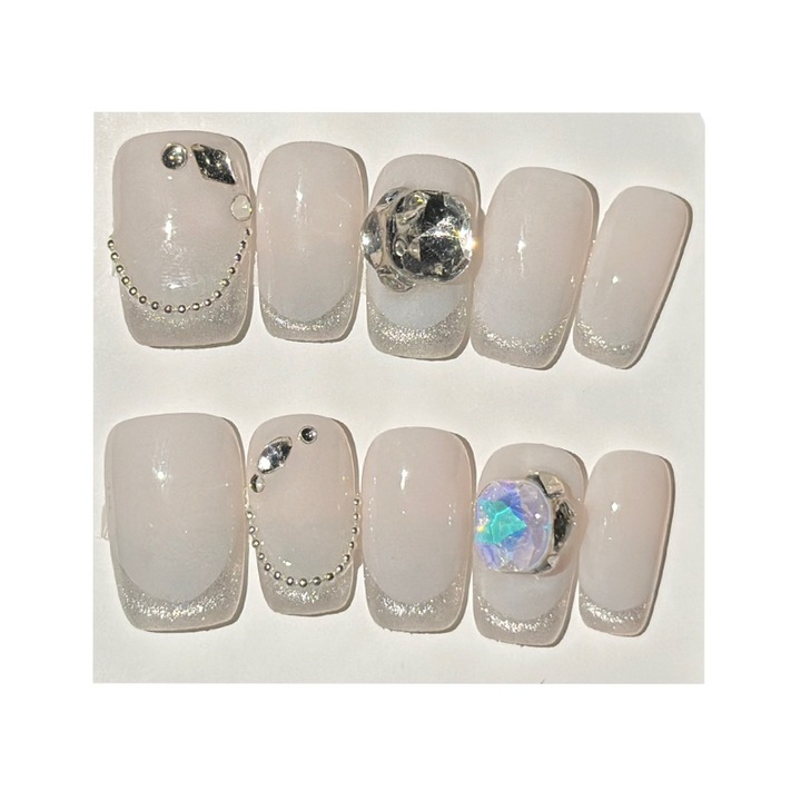 10 darab műköröm készlet, rányomható, többszínű, XS