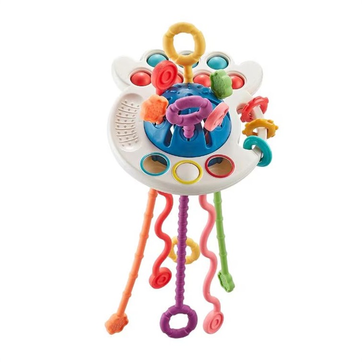 Fogzási játék, Montessori, sokszínű, 13x27cm, ABS/szilikon, +18 hónap