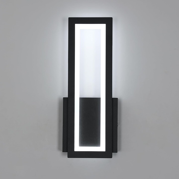 Led стенна лампа, Toollight, акрилна, правоъгълна, 16w, 220v, 32 * 12 * 5 cm, студена бяла светлина, черна