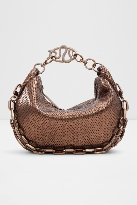 Aldo, Geanta crossbody cu bareta din lant Python, Bronz