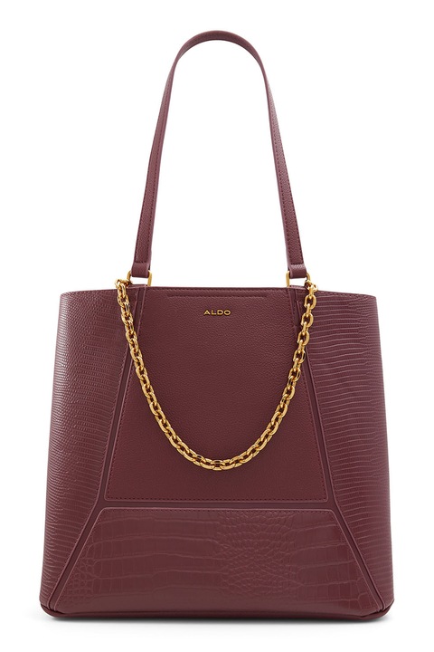 Aldo, Geanta din piele ecologica cu bareta de umar si lant decorativ Inaya, Visiniu