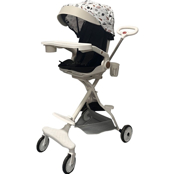 Carucior sport 3in1, 6-36 luni, reversibil, pliabil, tavita, centura de siguranta, copertina soare, bej, model cosmos, Avaleea