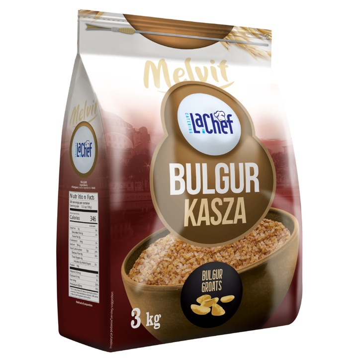 Bulgur Melvit La Chef, bogata in fibre, indice glicemic scazut, 3kg