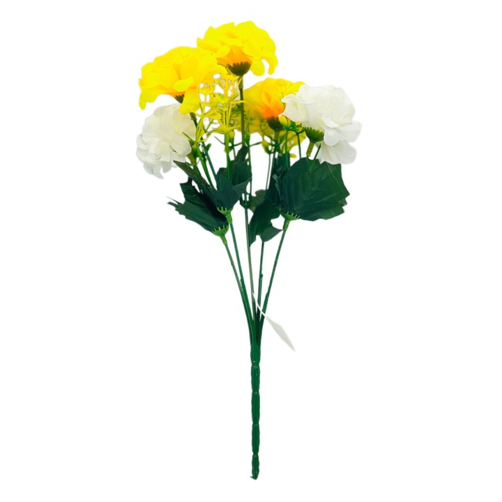 Sárga hortenzia művirág csokor, 5 virág