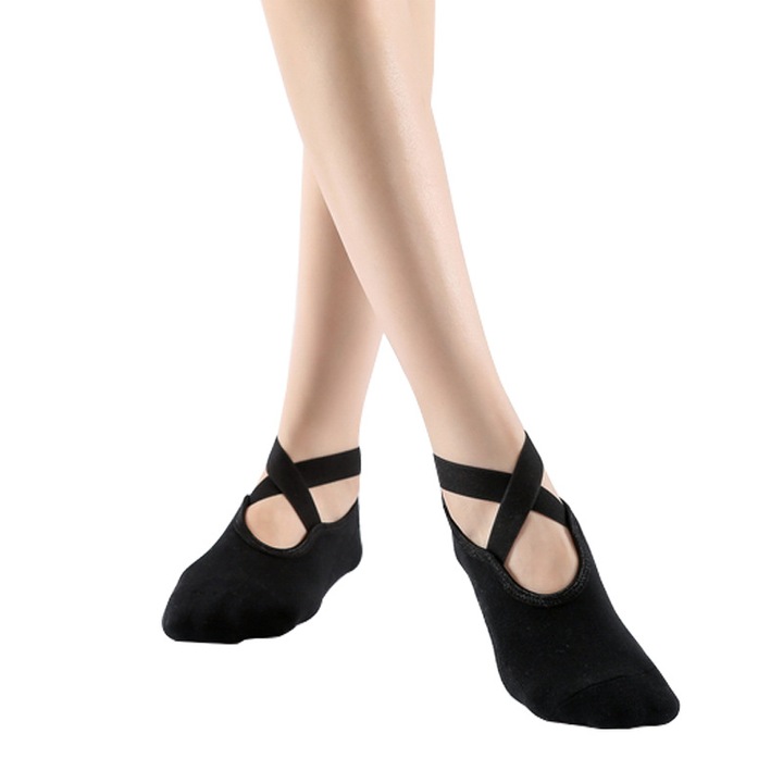 Sosete yoga Sunmostar, Bumbac, Antiderapante, Negru, 18-40 ani