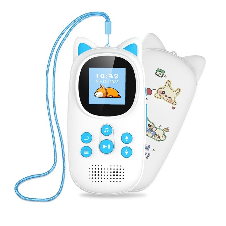 MP3 плейър за деца WALALLA, Bluetooth 5.0, 1.54 инча екран, 32GB, син