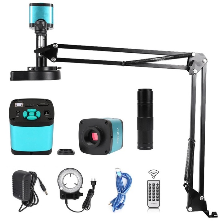 WALALLA 4K digitális mikroszkóp, 48MP, LED világítás, 150x-es nagyítás, asztali állvánnyal