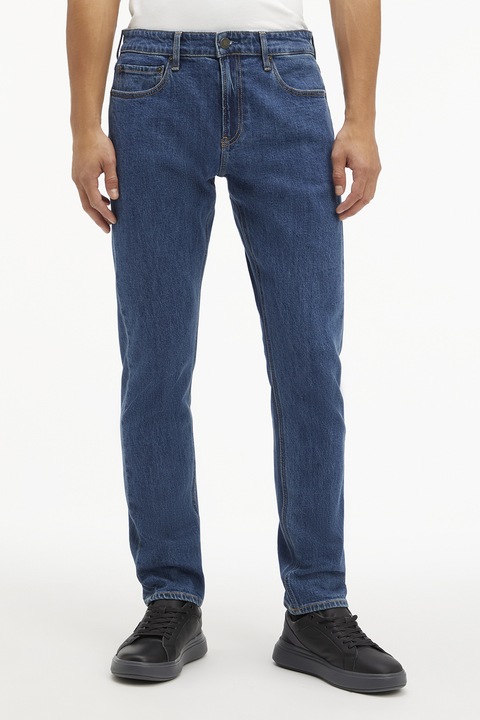 CALVIN KLEIN, Középmagas derekú slim fit farmernadrág, Kék
