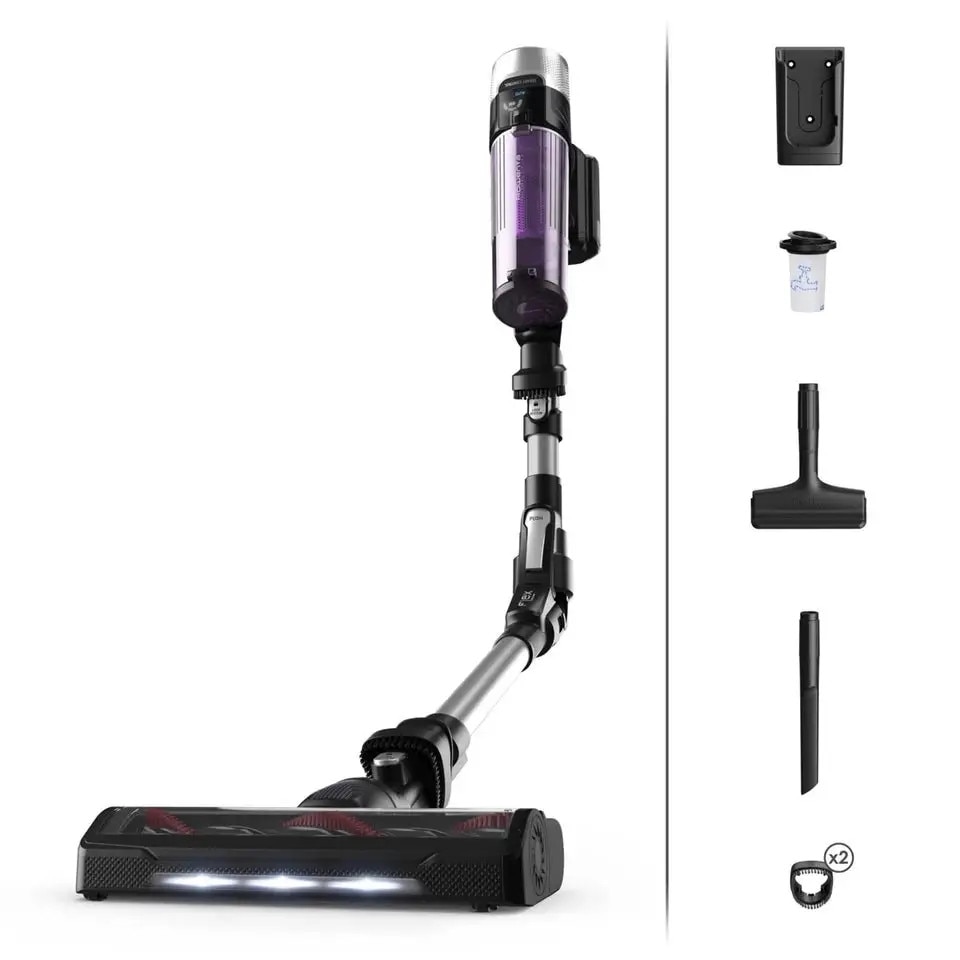 Aspirator vertical Rowenta X-Force Flex 9.6 Allergy RH2037WO, 0.4l, 18V, autonomie max 45 min, violet-negru