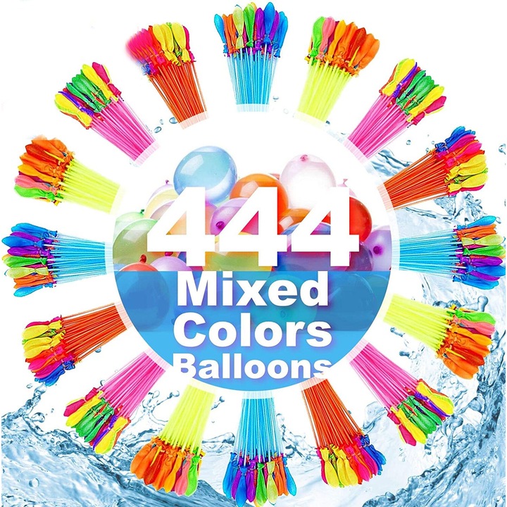 Baloane de apa, set 444, multicolor, reutilizabile, pentru petreceri, distractie de vara