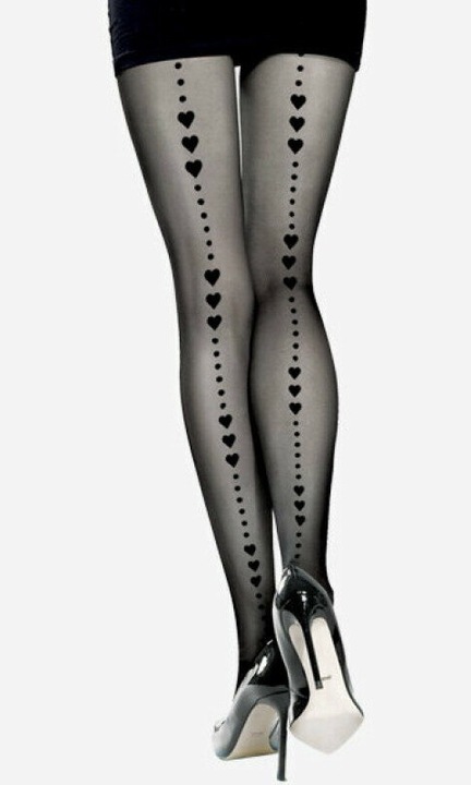 Colanti dama Lores, model cu inimioare, 20 den, culoare neagra, material delicat, 1-2 Standard