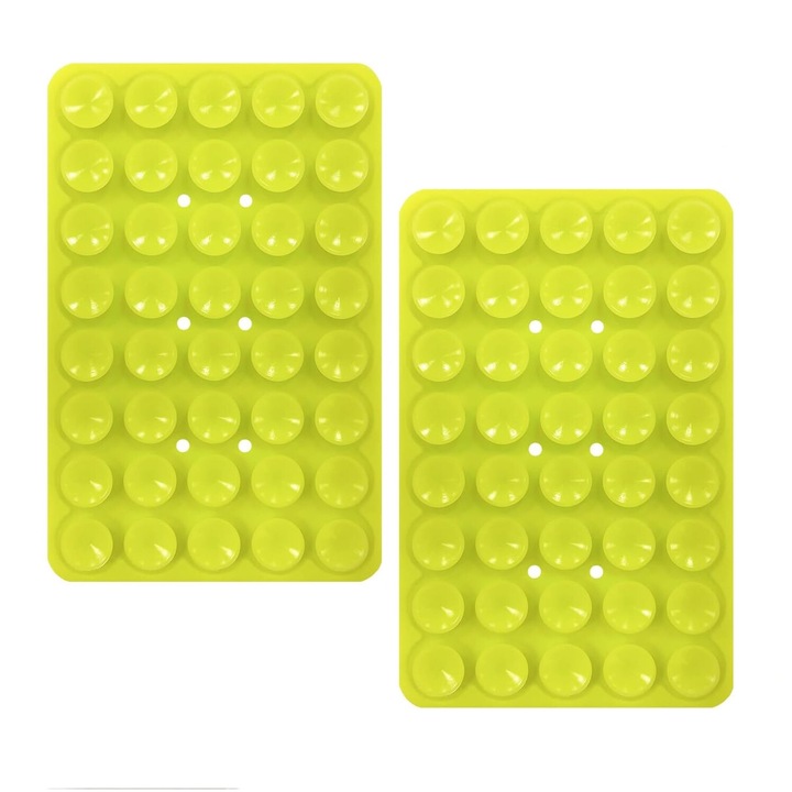 Set 2 Suporturi Telefon, cu Ventuze din Silicon, Prindere Puternica, Verde