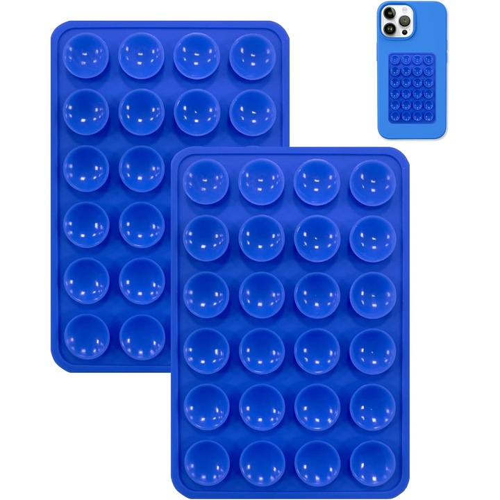 2 db telefontartó készlet, szilikon tapadókorongokkal, erős tapadás, kék