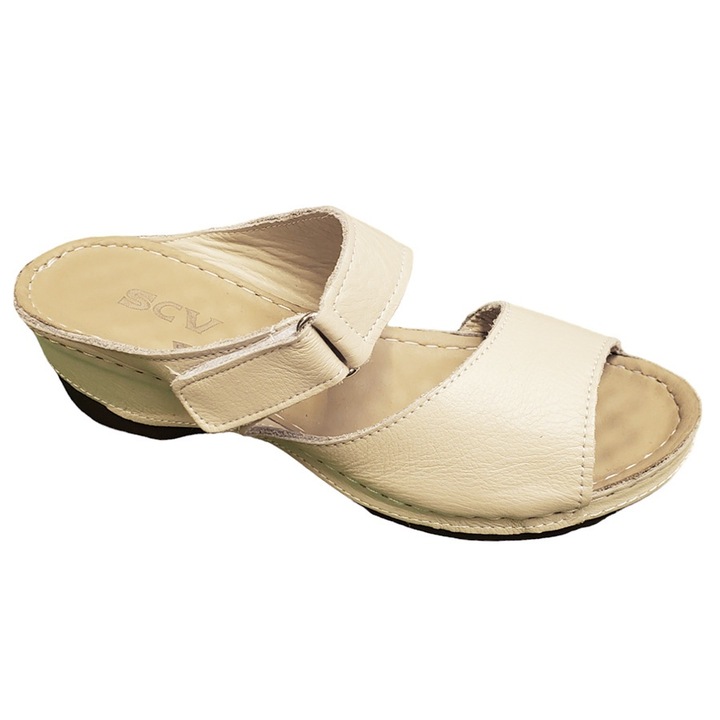 Papuci dama ortopedici din piele naturala, Bej, 37