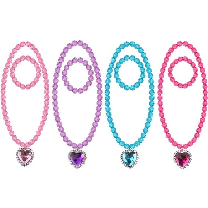 Set 4 coliere Sunmostar, Pandantiv Inima de Ocean, Reglabil, Multicolor, 21-50cm