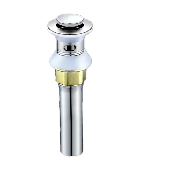 Ventil scurgere pentru chiuveta, inox satinat, cu preaplin, 32x180mm, argintiu