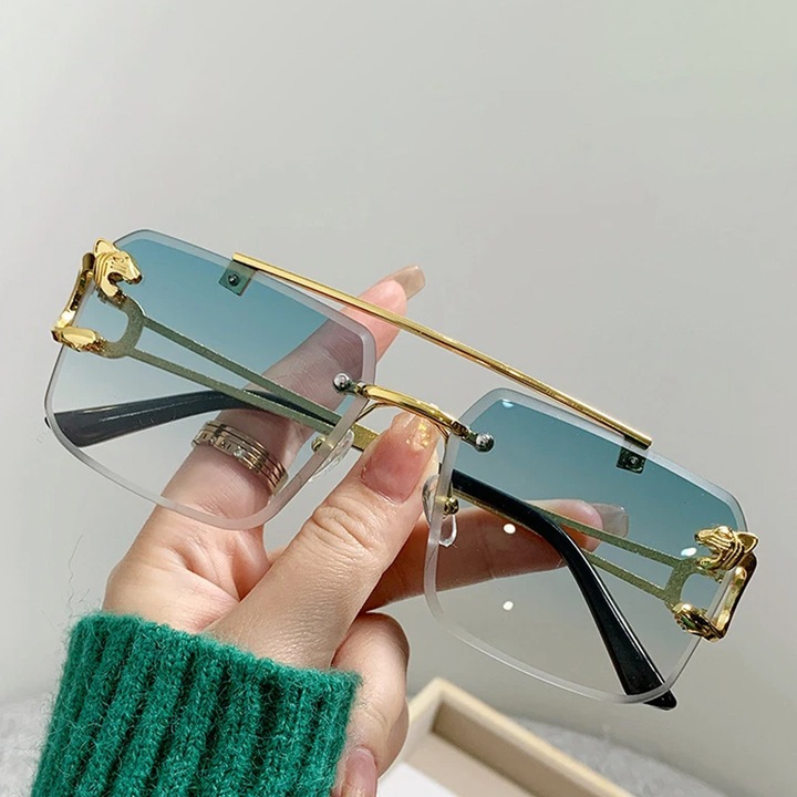 Ochelari de soare unisex, model elegant cu personalitate, tematica glamour life style, EFAYN, Universala, Albastru deschis