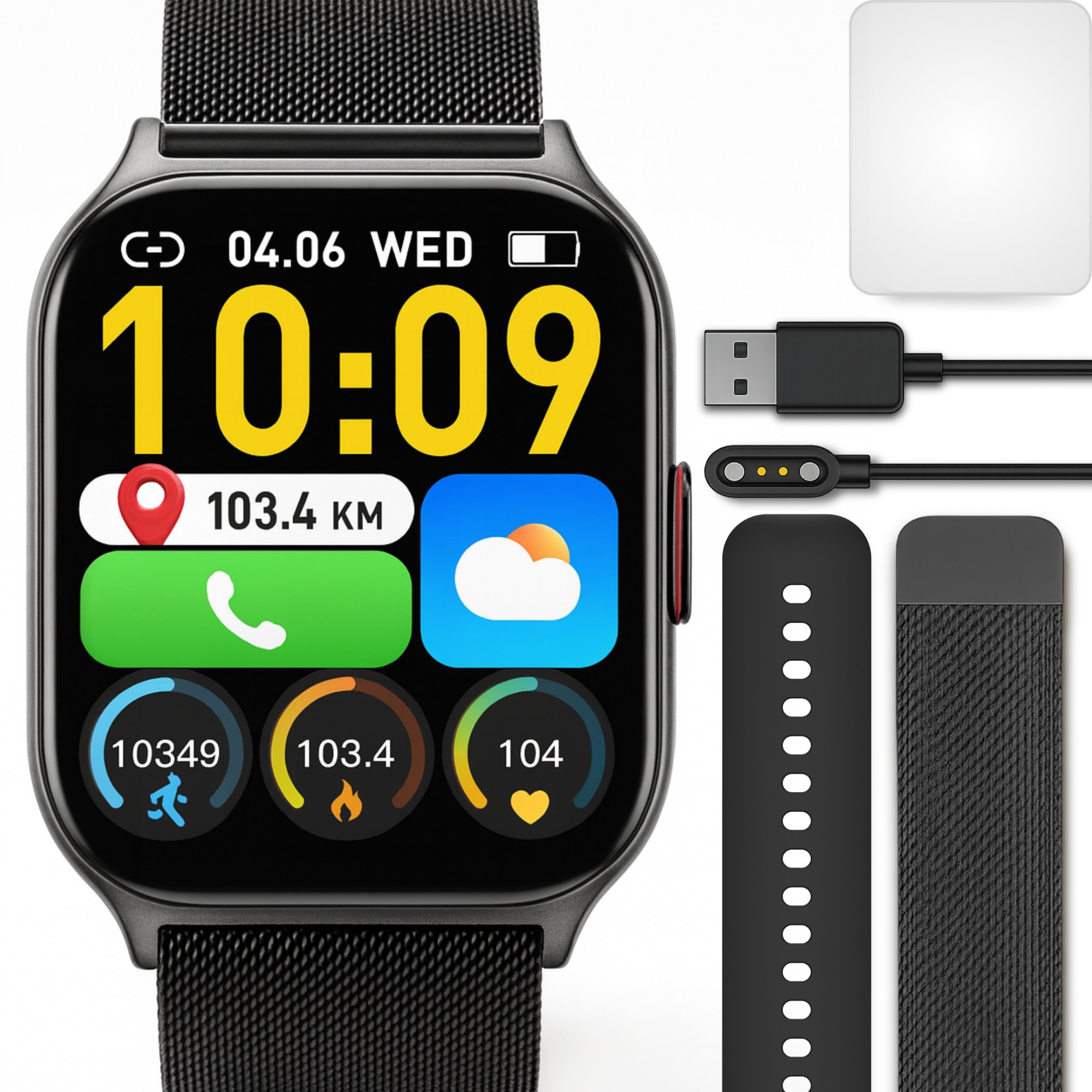 Ceas Smartwatch Barbati TechONE® Wand Pro, 2 inch SUPER AMOLED