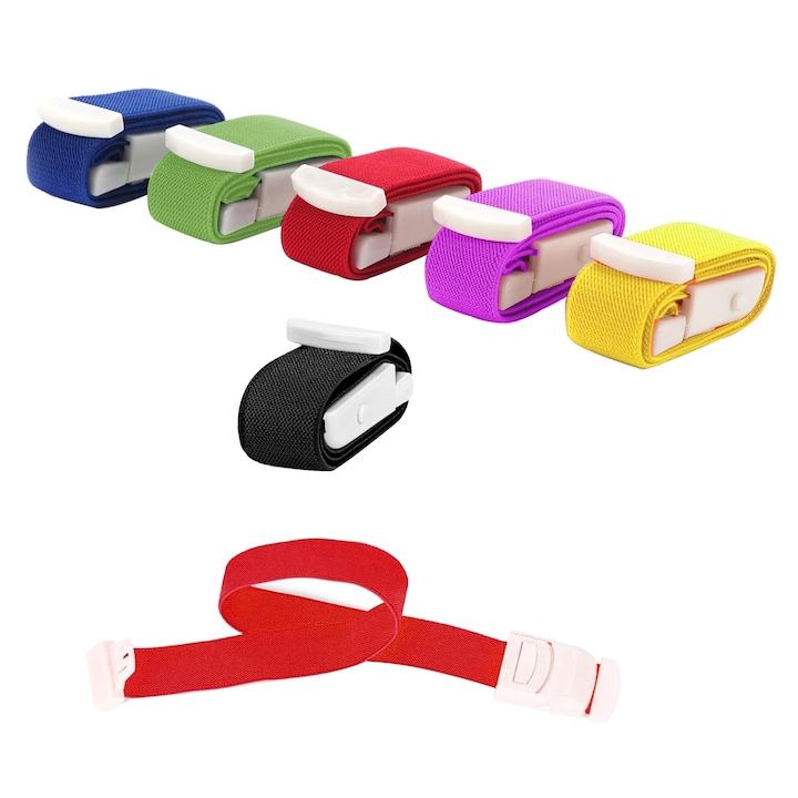 Set de 6 garouri medicale, SINBINTA, Garou de urgenta cu aplicare rapida, Operare cu o singura mana a bandajului hemostatic, Pliabil, Portabil, Pentru aventuri, Camping, Salvare, Nylon/Plastic, 2.5x45cm, Multicolor