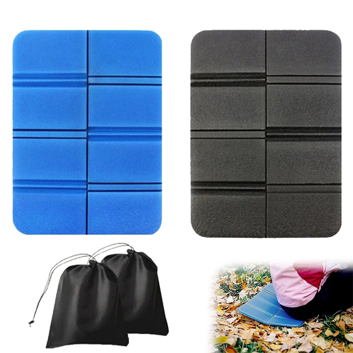 Set 2 saltele camping HERUSI pliabile albastru negru 38.9x28.2x0.8cm
