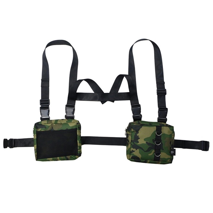 Jormftte sporttáska, mellénytáska, 2 zseb, terepmintás zöld