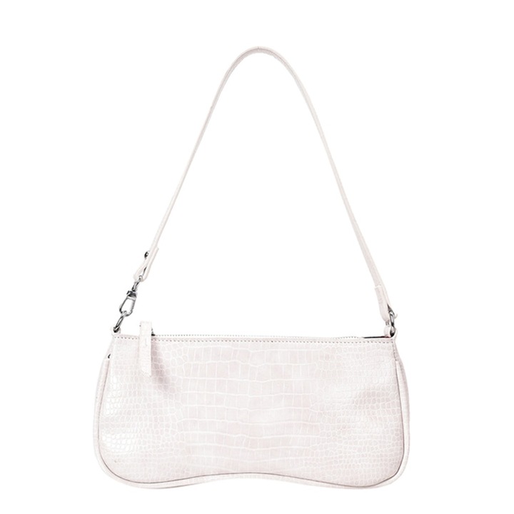 Női Jormftte válltáska, krokodilmintás, fehér, 28x14x4.5cm