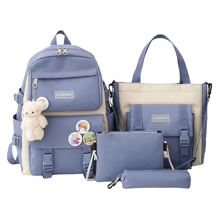 4 részes készlet, hátizsák, iskolatáska, ceruzatartó, többszínű, Jormftte