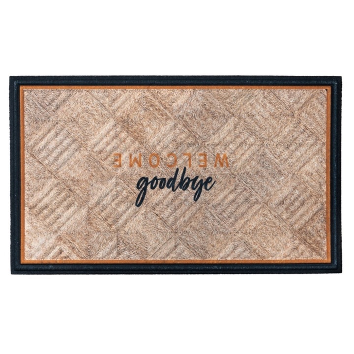 Lima Multy Home kültéri bejárati szőnyeg, 45 x 75 cm, poliészter, bézs, téglalap alakú