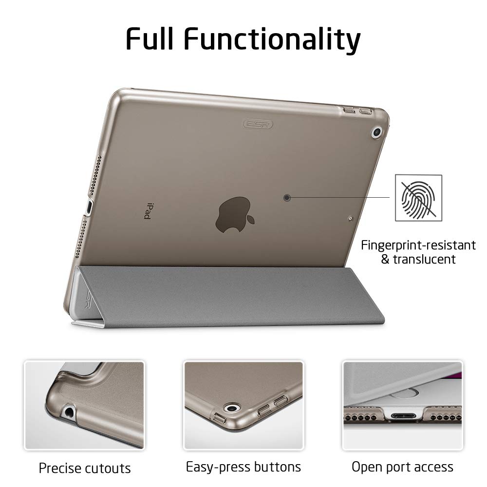 Husa tableta pentru iPad 7th Generation 10.2", piele ecologica, anti-alunecare, gri argintiu
