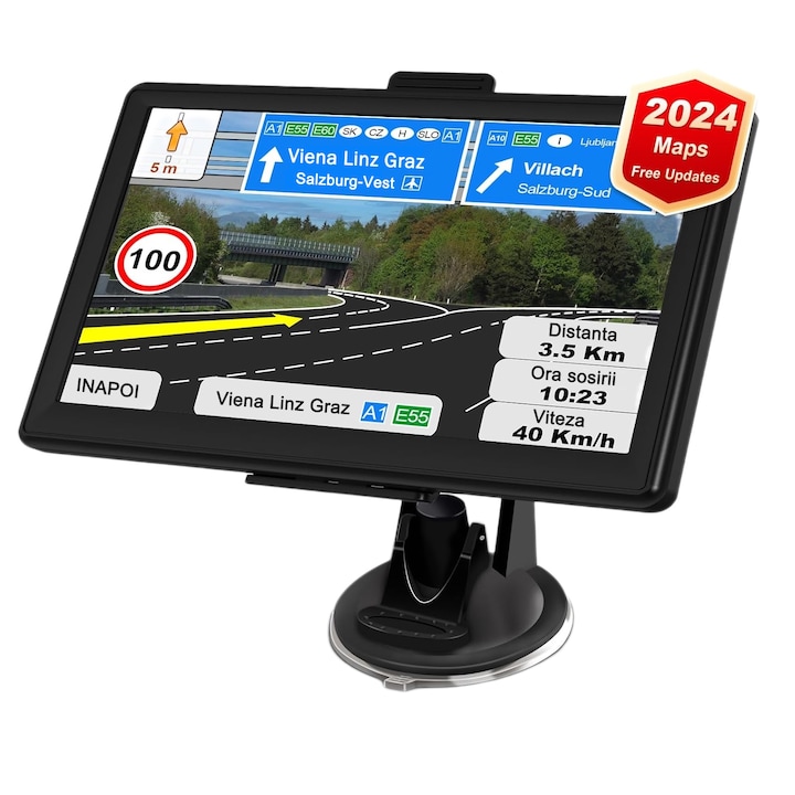 GPS навигация SINBINTA, 7 инча с тъчскрийн, Сенник, Резолюция 800 x 480 пиксела, Поддържа micro tf карта до 32 GB, Памет 8GB, Cache 256M, 1200 mAh, IGO карти, Актуализации на картите за живота на картите, ABS, Черно