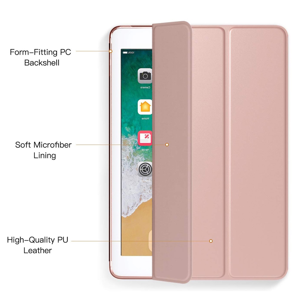 Husa tableta, AMRINUGL pentru iPad Mini 5, 7.9 inch, roz auriu, ultra-subtire, cu suport si functie de activare automata.