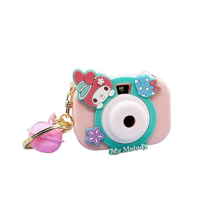 Breloc cu proiector luminos, plastic, roz, 1.8x4x5.5cm