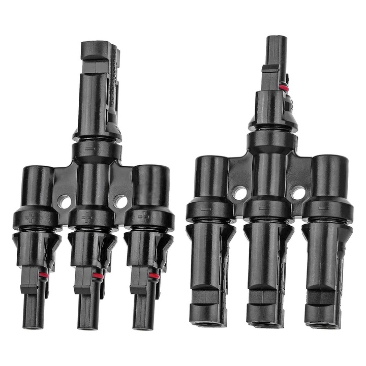 2 db MC4 csatlakozós készlet, SINBINTA, MFFF/FMMM, T típusú, elosztó, hordozható, IP67, 1000 V, 50 A, Plug and Play, porálló, könnyen használható, tartós, PPO, 109 cm, fekete