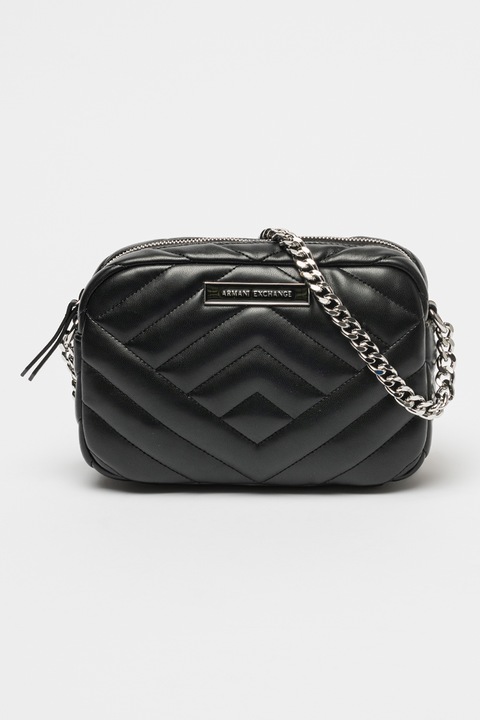 ARMANI EXCHANGE, Geanta crossbody matlasata, Negru