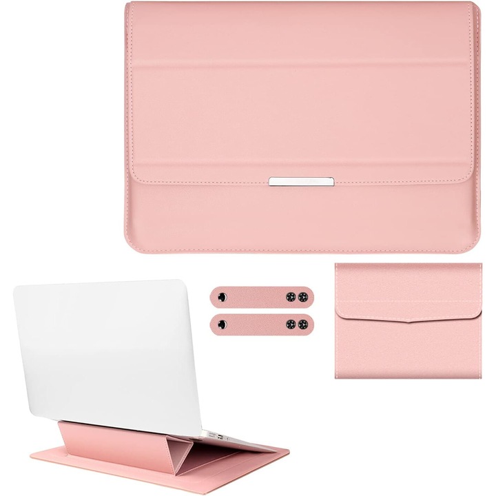 Laptop tok 13-13,5 hüvelykes AMRINUGL, támogató funkció, PU bőr, rózsaszín arany, ultra vékony